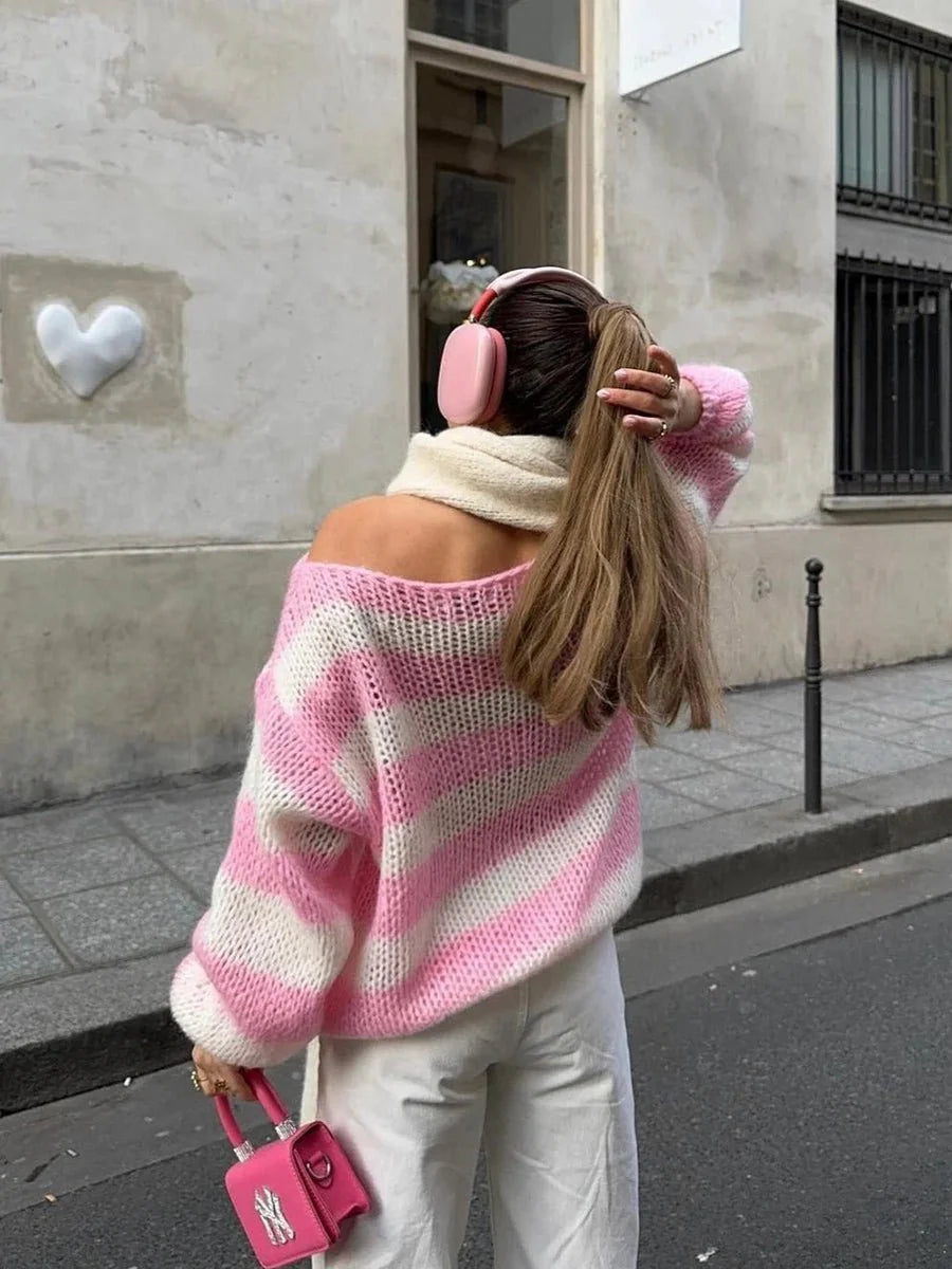 Jaida Loose Striped Pullover Sweater